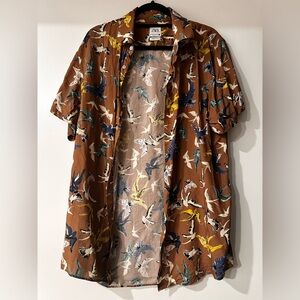 Zara Regular Fit Bird Print Button Down Shirt